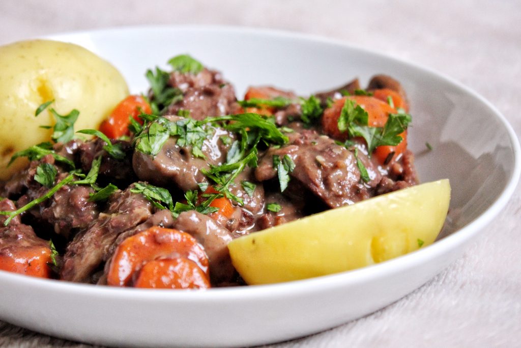 Bœuf bourguignon vegan végétarien sans gluten sans lactose sans viande bio