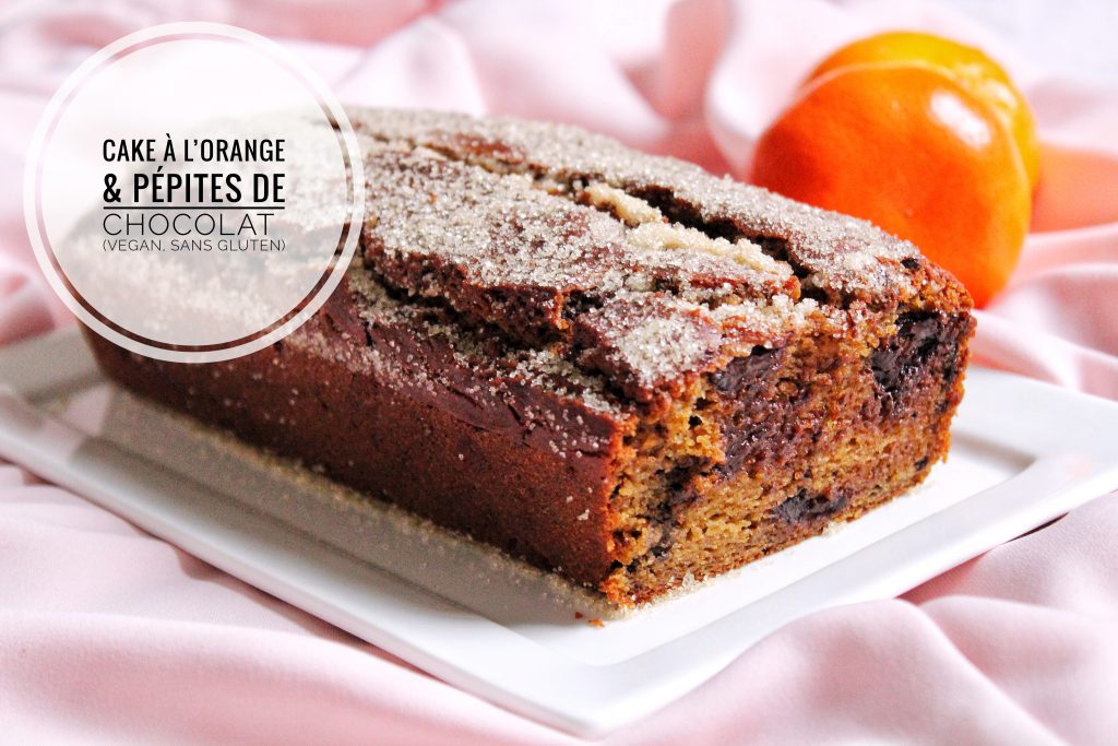 Cake orange pépites chocolat vegan sans gluten sans lactose végétarien sans oeufs