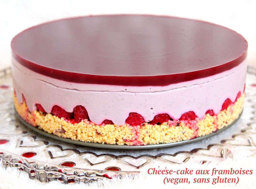 Cheese cake framboises vegan, sans gluten, sans lactose, végétarien