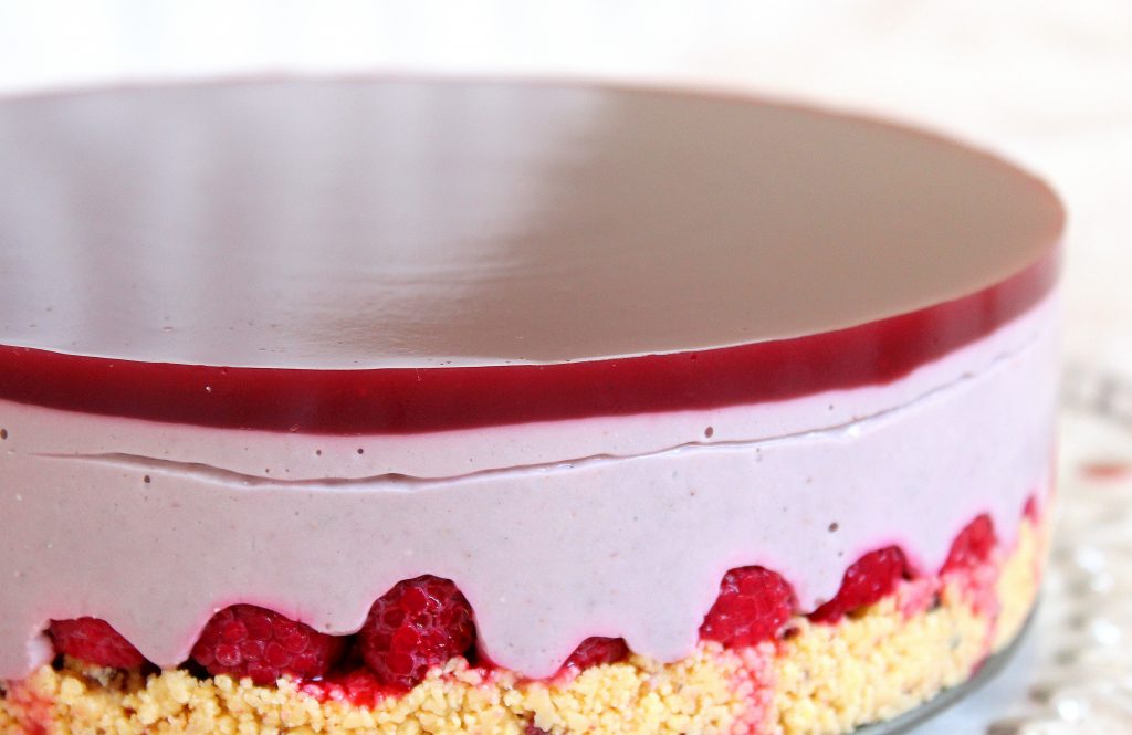 Cheese cake framboises vegan, sans gluten, sans lactose, végétarien