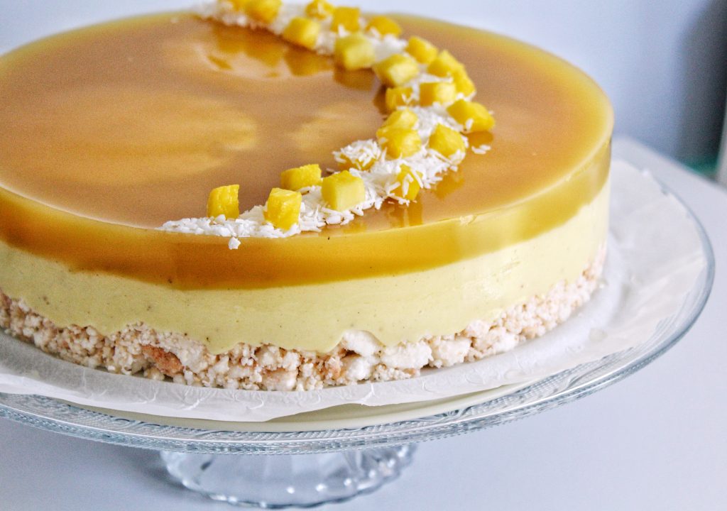 Cheesecake coco vanille ananas vegan végétarien sans gluten sans lactose sans cuisson sans œuf