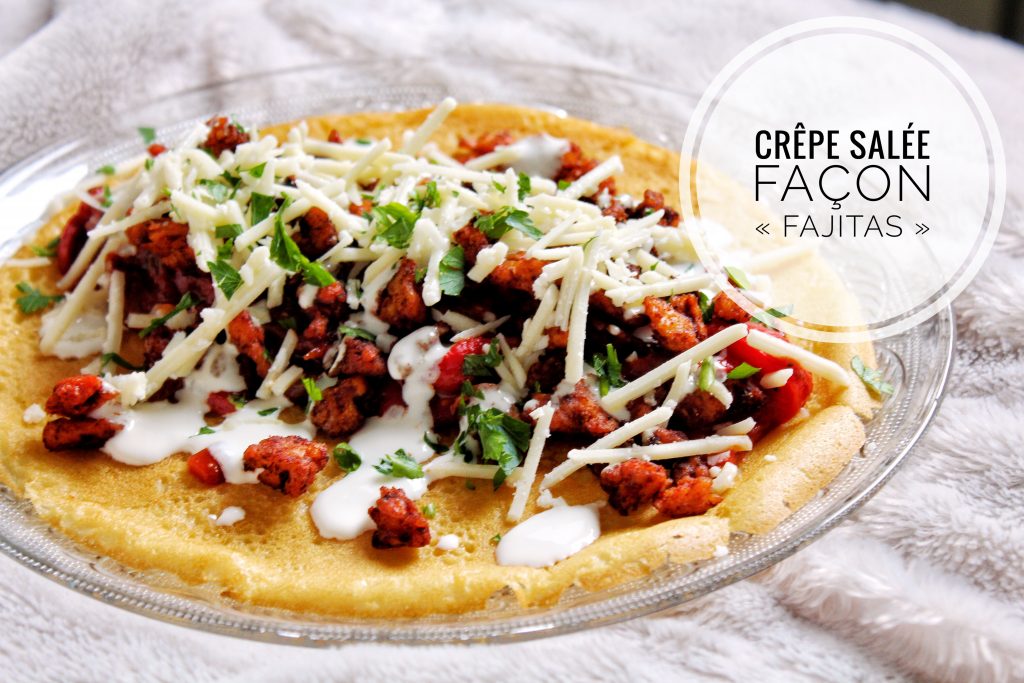 Crêpe salée façon Fajitas vegan sans gluten sans lactose sans viande végétarien