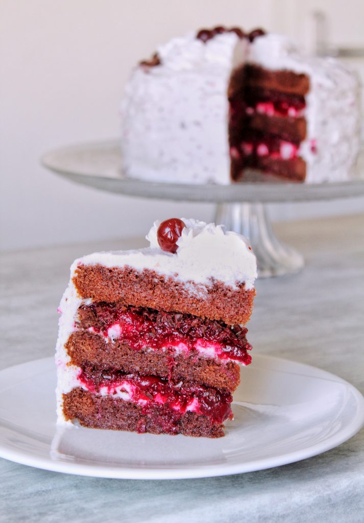 forêt noire façon layer cake vegan sans gluten sans lactose végétarien