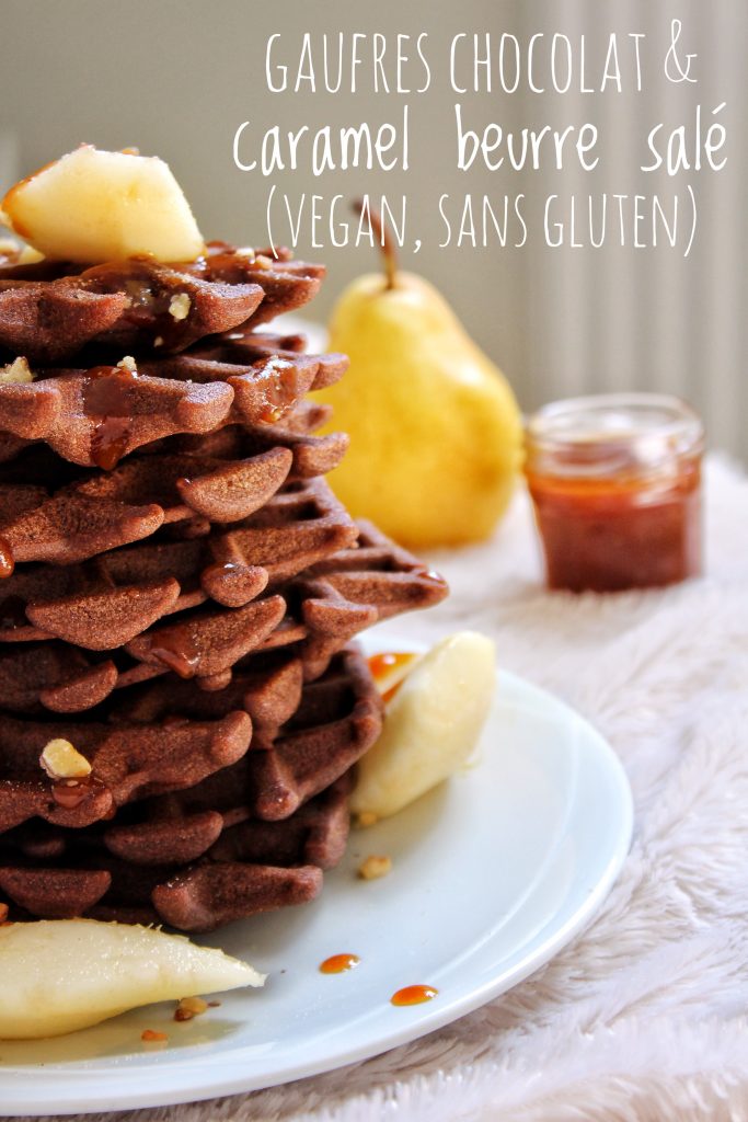 Gaufres chocolat caramel beurre salé poire pralin vegan sans gluten sans lactose sans œufs végétarien