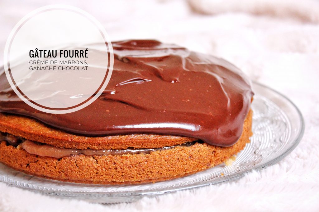 Gâteau au yaourt fourré crème marrons ganache chocolat vegan sans gluten sans lactose sans œufs