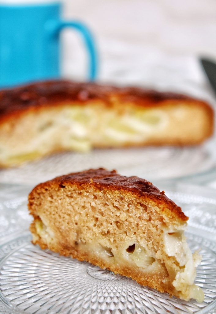 Gâteau moelleux pêche amande eau fleur oranger vegan sans gluten sans lactose sans œufs