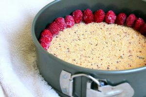 Cheese cake framboises vegan, sans gluten, sans lactose, végétarien
