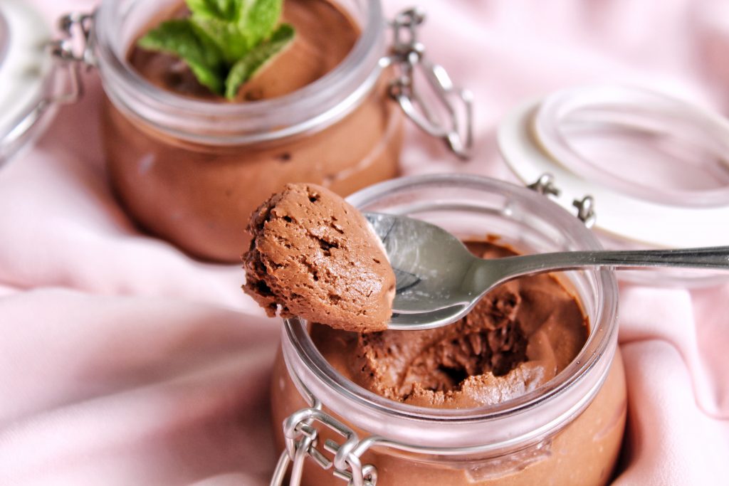 Mousse chocolat noisette au tofu soyeux vegan sans gluten sans lactose sans œuf