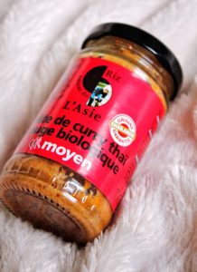 Pâte curry rouge thaï autour du riz bio équitable thaïlande vegan végétarien sans gluten sans lactose