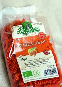 pâtes lentilles corail bio sans gluten vegan sans lactose végétarien protéiné