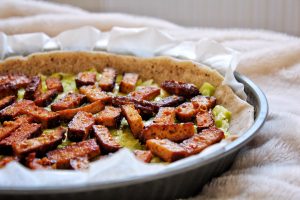 Quiche lorraine poireau tofu fumé sans gluten sans lactose sans œufs vegan végétarien