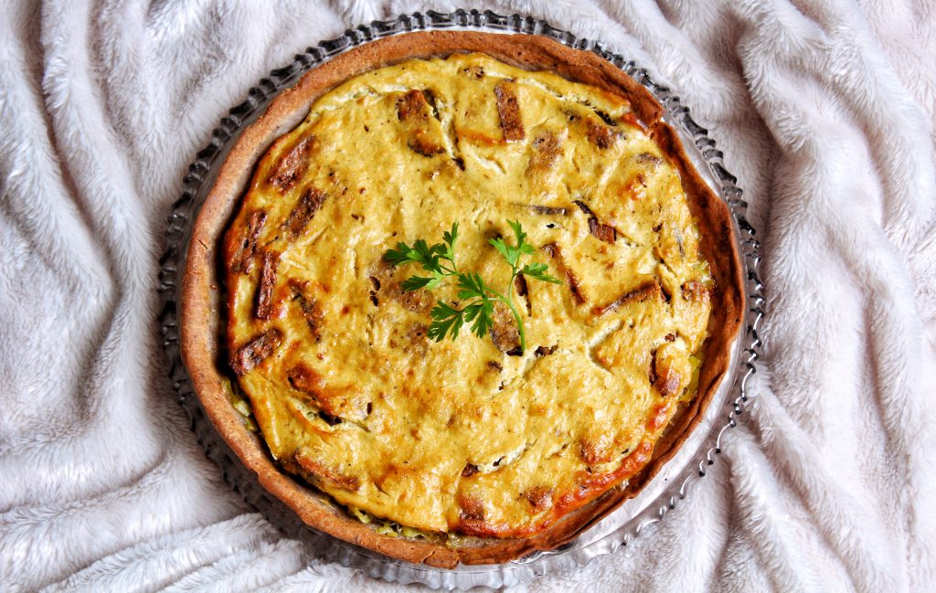 Quiche lorraine poireau tofu fumé sans gluten sans lactose sans œufs vegan végétarien