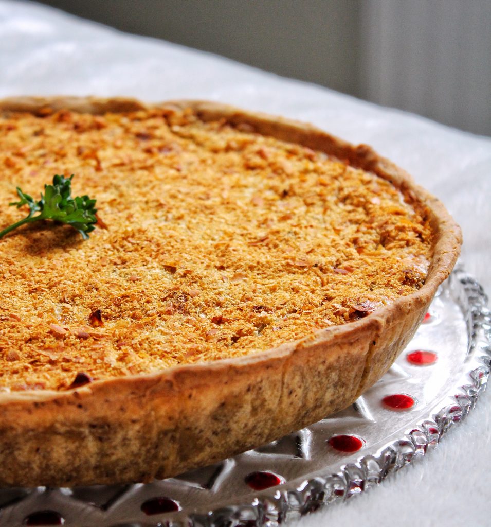 Quiche lorraine poireau tofu fumé vegan végétarien sans gluten sans lactose sans oeufs