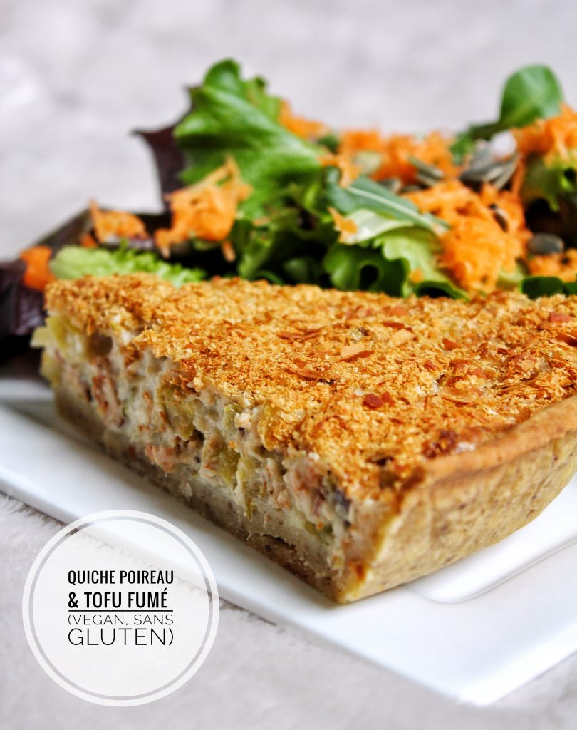 Quiche lorraine poireau tofu fumé vegan végétarien sans gluten sans lactose sans oeufs