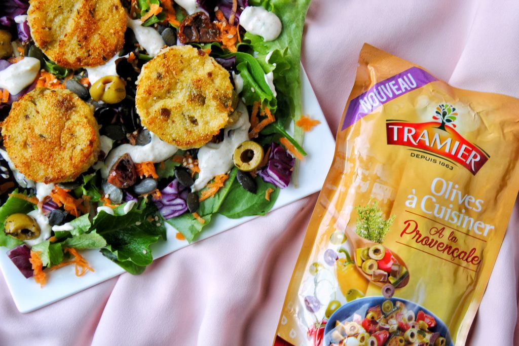 salade de polenta crousti-moelleuse aux olives vegan sans gluten sans lactose végétarien