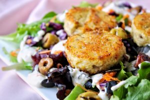 salade de polenta crousti-moelleuse aux olives vegan sans gluten sans lactose végétarien