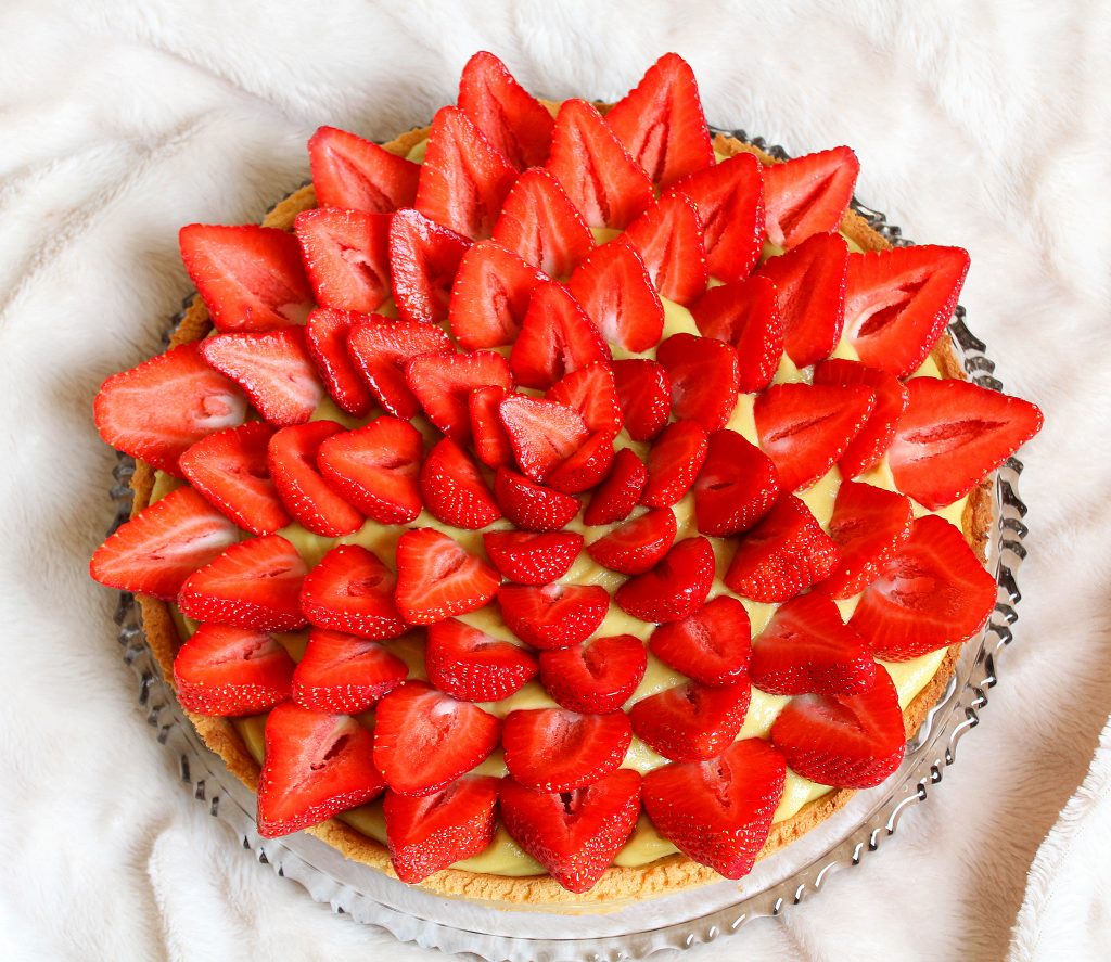 Tarte aux fraises pâte sablée vegan sans gluten sans lactose sans œufs