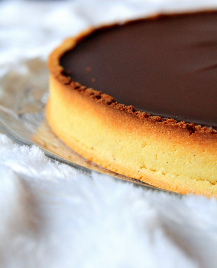 Tarte caramel chocolat vegan, sans gluten, sans lactose, végétarien, sans œufs, recette