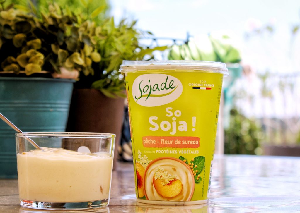 yaourt soja pêche fleur sureau vegan sans gluten sans lactose bio végétarien